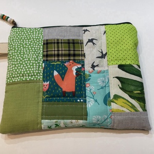  MIXED UP IN GREEN/GREY. Patchwork biciklis-rókás-leveles sminkcucc-tartó/pipere - táska & tok - neszesszer - Meska.hu