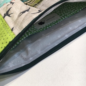  MIXED UP IN GREEN/GREY. Patchwork biciklis-rókás-leveles sminkcucc-tartó/pipere - táska & tok - neszesszer - Meska.hu