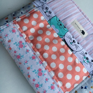  MIXED UP IN CORAL/TURQUISE. Patchwork mókusos-cicás-sünis tablet tartó/ XL pipere - táska & tok - ebook & tablet tok - Meska.hu