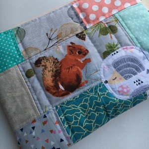  MIXED UP IN CORAL/TURQUISE. Patchwork mókusos-cicás-sünis tablet tartó/ XL pipere - táska & tok - ebook & tablet tok - Meska.hu