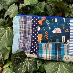 MIXED UP IN BLUE/SQUARES. Patchwork erdei állatkás sminkcucc-tartó - Meska.hu