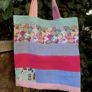  FUSION 113. Kutyás-cicás shopper , Táska & Tok, Bevásárlás & Shopper táska, Shopper, textiltáska, szatyor, Varrás, Újrahasznosított alapanyagból készült termékek, MESKA