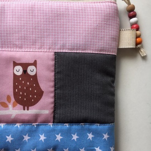 SLEEPY OWL. Patchwork baglyos sminkcucc-tartó/pipere - táska & tok - neszesszer - Meska.hu