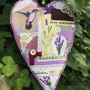 MY LAVANDER HEART. Szív alakú függődísz + 2 db levendulatasak - otthon & életmód - dekoráció - ajtó- és ablak dekoráció - ajtódísz & kopogtató - Meska.hu