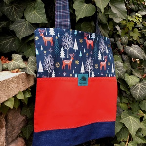 f u s i o n 1 1 6 . Téli erdős-szarvasos shopper vagy újra használható ajándékátadó tasak, Táska & Tok, Bevásárlás & Shopper táska, Shopper, textiltáska, szatyor, Varrás, MESKA