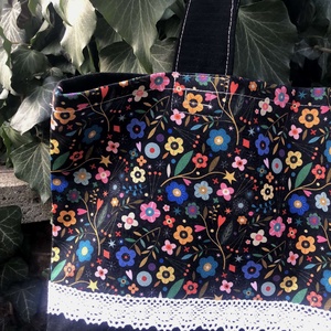 n i g h t  m e a d o w.  XL shopper romantikus csipkével  - táska & tok - bevásárlás & shopper táska - shopper, textiltáska, szatyor - Meska.hu