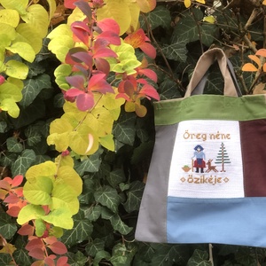 ÖREG NÉNE ŐZIKÉJE. ----> Mini-shopper ovisoknak és az apró kincseiknek , Táska & Tok, Bevásárlás & Shopper táska, Shopper, textiltáska, szatyor, Varrás, Hímzés, MESKA