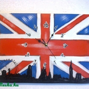 Angol zászló fa Óra egyedi ajándék -  - Meska.hu