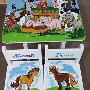  Gyerek Asztal és szék , Otthon & Életmód, Babaszoba, gyerekszoba, Gyerek asztal székkel, Famegmunkálás, Festészet, MESKA