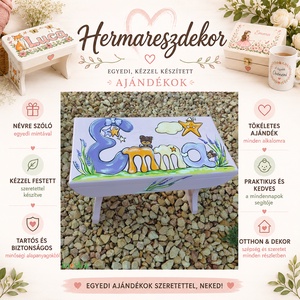 Névre szóló fa gyereksámli � egyedi kézzel festett sámli, keresztelőre és születésnapra - baba - mama - babaszobabútor - gyerek szék, sámli - Meska.hu