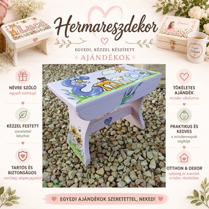 Névre szóló fa gyereksámli � egyedi kézzel festett sámli, keresztelőre és születésnapra - Meska.hu