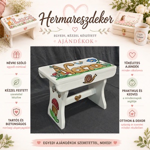 Névre szóló fa gyereksámli � egyedi kézzel festett sámli, keresztelőre és születésnapra - baba - mama - babaszobabútor - gyerek szék, sámli - Meska.hu