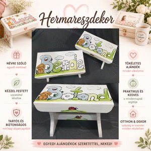 Névre szóló fa gyereksámli � egyedi kézzel festett sámli, keresztelőre és születésnapra - baba - mama - babaszobabútor - gyerek szék, sámli - Meska.hu