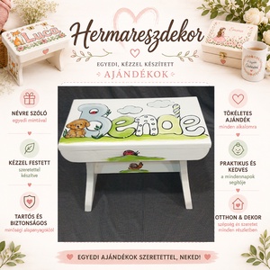 Névre szóló fa gyereksámli � egyedi kézzel festett sámli, keresztelőre és születésnapra - baba - mama - babaszobabútor - gyerek szék, sámli - Meska.hu