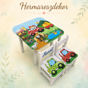 Egyedi gyerek asztal és székek � Egyedi grafikával � Névre szóló kivitel �� Ajándék születésnapra  - baba - mama - babaszobabútor - gyerek asztal székkel - Meska.hu