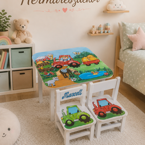 Egyedi gyerek asztal és székek � Egyedi grafikával � Névre szóló kivitel �� Ajándék születésnapra  - baba - mama - babaszobabútor - gyerek asztal székkel - Meska.hu