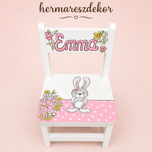  Egyedi, kézzel festett gyerek szék névvel � választható mintával és színnel  Hermareszdekor   - baba - mama - babaszobabútor - gyerek szék, sámli - Meska.hu