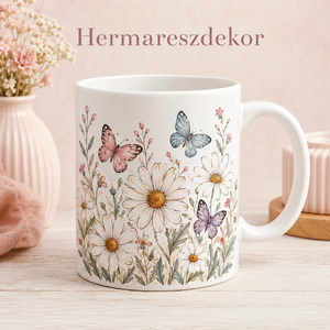 Egyedi Bögre  Margaréták és pillangók  - Meska.hu