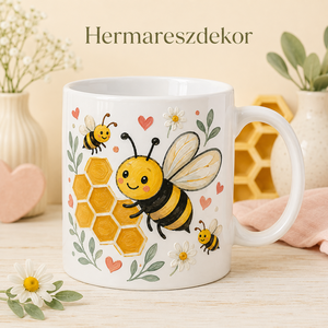 Egyedi Bögre  Méhecske méhsejttel  - Meska.hu