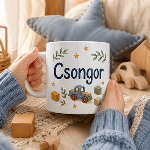 Egyedi Bögre  Kisfiú fa játékautóval  - otthon & életmód - konyhafelszerelés, tálalás - tálalás - bögre & csésze - Meska.hu