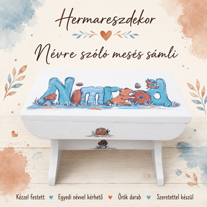 Névre szóló fa gyereksámli � egyedi kézzel festett sámli, keresztelőre és születésnapra - baba - mama - babaszobabútor - gyerek szék, sámli - Meska.hu