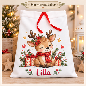� Egyedi, névre szóló Mikulászsák � Hermareszdekor  - karácsony - mikulás - mikulás zsák - Meska.hu