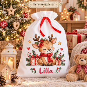 � Egyedi, névre szóló Mikulászsák � Hermareszdekor  - karácsony - mikulás - mikulás zsák - Meska.hu