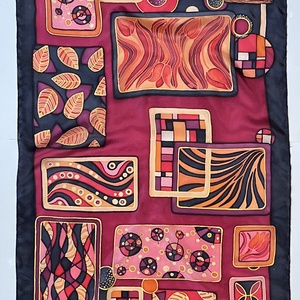 Art deco hangulatú selyem stóla, Ruha & Divat, Sál, Sapka, Kendő, Stóla, Selyemfestés, MESKA