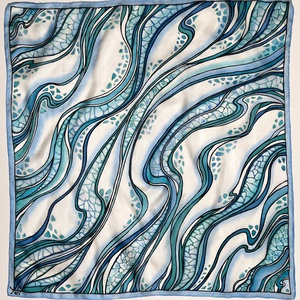 Áramlatok-kék selyemkendő - ruha & divat - sál, sapka, kendő - kendő - Meska.hu