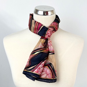 Áramlatok-fekete, arany, vörös selyemsál - ruha & divat - sál, sapka, kendő - sál - Meska.hu