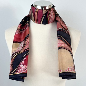 Áramlatok-fekete, arany, vörös selyemsál - ruha & divat - sál, sapka, kendő - sál - Meska.hu