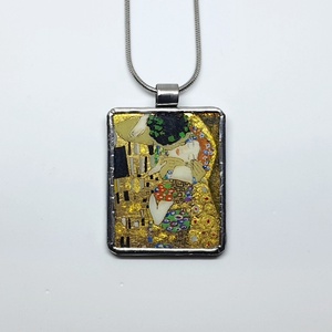 Klimt/Csók kézzel festett medál - ékszer - nyaklánc - medálos nyaklánc - Meska.hu