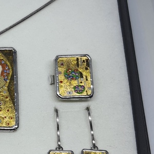 Klimt/Csók kézzel festett állítható gyűrű, Ékszer, Gyűrű, Figurális gyűrű, Ékszerkészítés, Festészet, MESKA