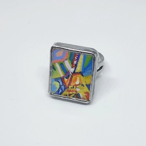 Delaunay - Eiffel torony kézzel festett állítható gyűrű, Ékszer, Gyűrű, Figurális gyűrű, Ékszerkészítés, Festészet, MESKA