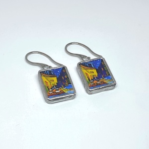 Van Gogh - Éjjeli kávézó - nagy lógós füli - ékszer - fülbevaló - lógó fülbevaló - Meska.hu