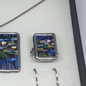 Monet - Tavirózsák kézzel festett gyűrű, Ékszer, Gyűrű, Figurális gyűrű, Ékszerkészítés, Festészet, MESKA