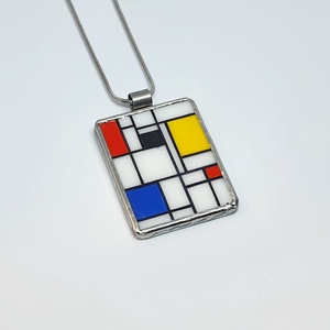 Mondrian - kézzel festett kompozíció - medál, Ékszer, Nyaklánc, Medálos nyaklánc, Ékszerkészítés, Festészet, MESKA