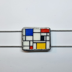 Mondrian - kézzel festett kompozíció - karkötő - ékszer - karkötő - karkötő medállal - Meska.hu
