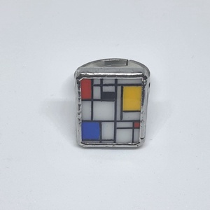 Mondrian - kézzel festett kompozíció - gyűrű - Meska.hu