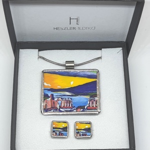 Csontváry - Taormina kézzel festett szett, Ékszer, Ékszerszett, Ékszerkészítés, Festészet, MESKA