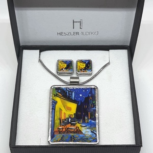 Van Gogh - Éjjeli kávézó kézzel festett szett, Ékszer, Ékszerszett, Ékszerkészítés, Festészet, MESKA