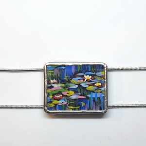 Monet - Tavirózsák kézzel festett karkötő, Ékszer, Karkötő, Karkötő medállal, Ékszerkészítés, Festészet, MESKA