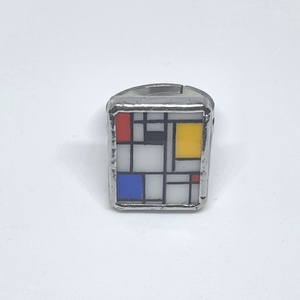 Mondrian - kézzel festett kompozíció - gyűrű - Meska.hu