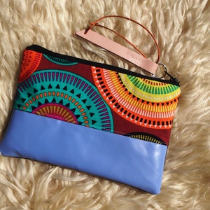 Azúrkék valódi bőrrel- desigual neszeszer/tolltartó, rojtos -  - Meska.hu