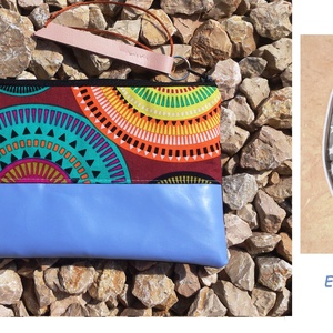 Azúrkék valódi bőrrel- desigual neszeszer/tolltartó, rojtos -  - Meska.hu