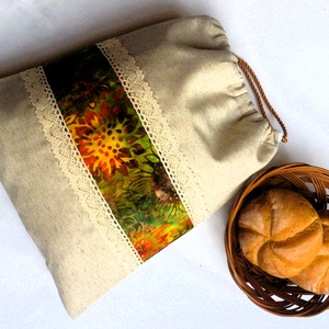 Akciós! Kenyeres zsák - péksüteményes zsák - napraforgós - zero waste- Ajándék - otthon & életmód - konyhafelszerelés, tálalás - konyhai tárolás - kenyértartó - Meska.hu