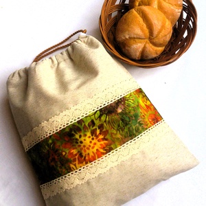 Akciós! Kenyeres zsák - péksüteményes zsák - napraforgós - zero waste- Ajándék - otthon & életmód - konyhafelszerelés, tálalás - konyhai tárolás - kenyértartó - Meska.hu