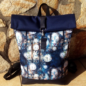 Alice csodaországban - rolltop hátitáska- valódi bőrrel - vízálló - ajándék - , Táska & Tok, Hátizsák, Roll top hátizsák, Varrás, MESKA