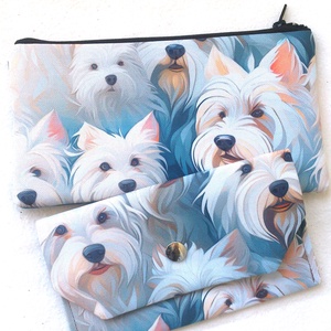 Akciós!  Westie mintás - vízálló neszi/tolltartó- zsepitartóval - ajándék szett - Valentin nap, Táska & Tok, Neszesszer, Varrás, Bőrművesség, MESKA