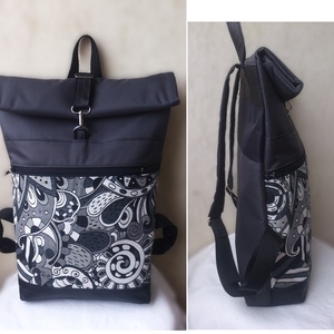 Akciós! Picasso mintás hátizsák-  rolltop - laptop táska- Nagy méret- valódi bőrrel- ajándék - unisex - táska & tok - hátizsák - roll top hátizsák - Meska.hu